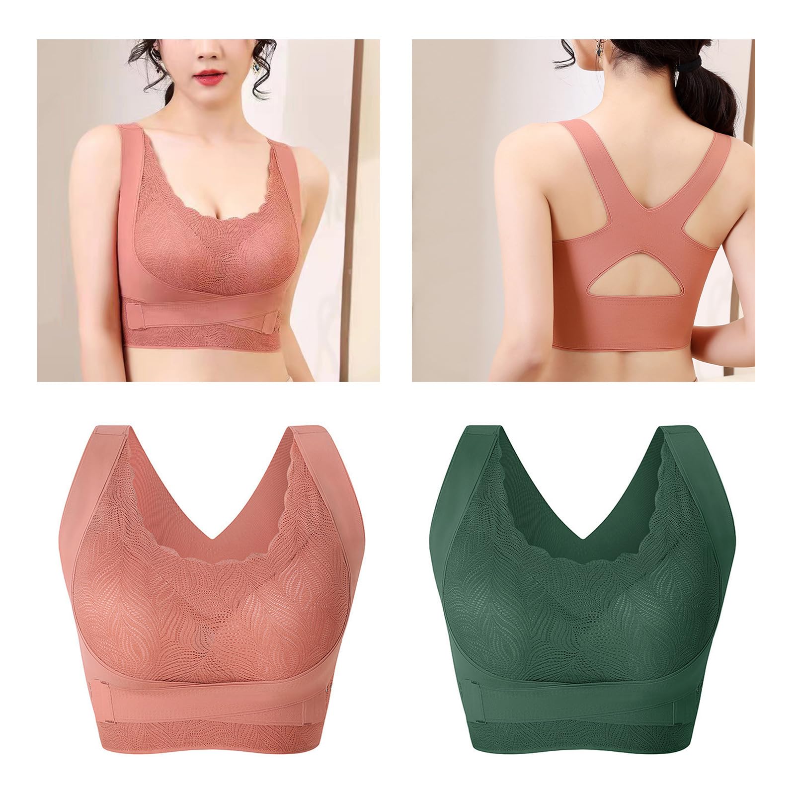 plus size push up front buckle sports bra