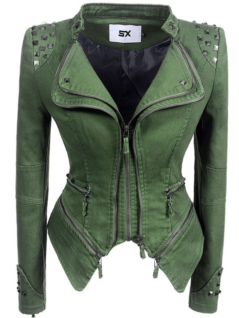 Denim Rivet Punk Short Slim Fit Jacket