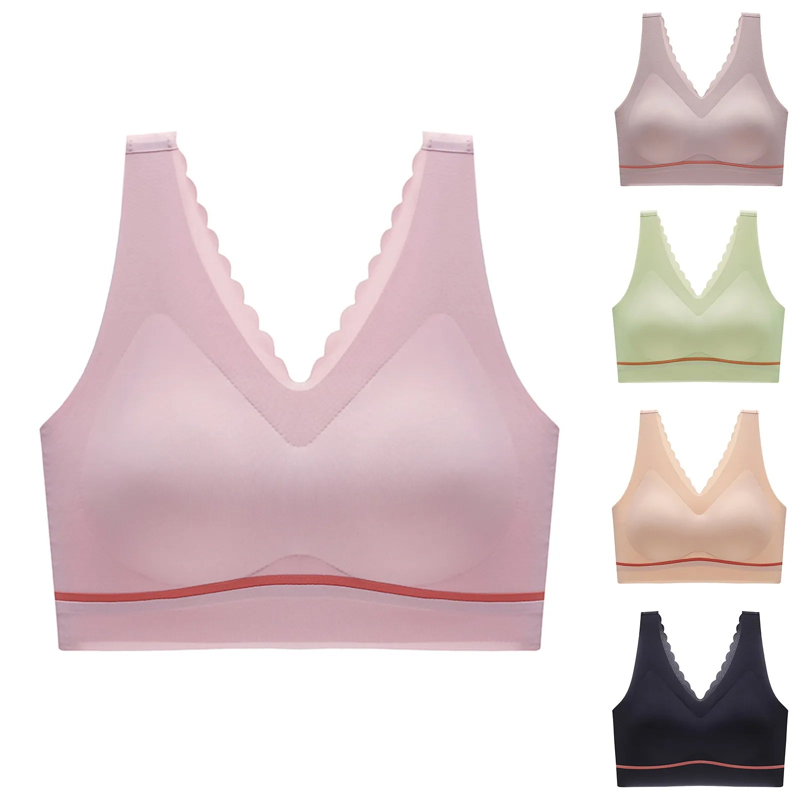 seamless push-up latex deep V comfortable bra