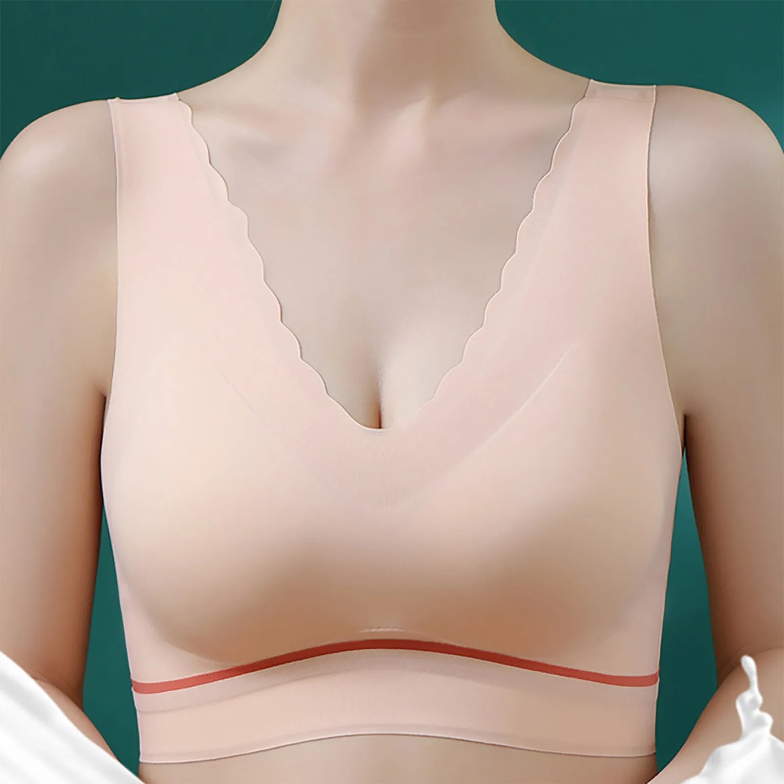 seamless push-up latex deep V comfortable bra