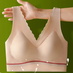 seamless push-up latex deep V comfortable bra
