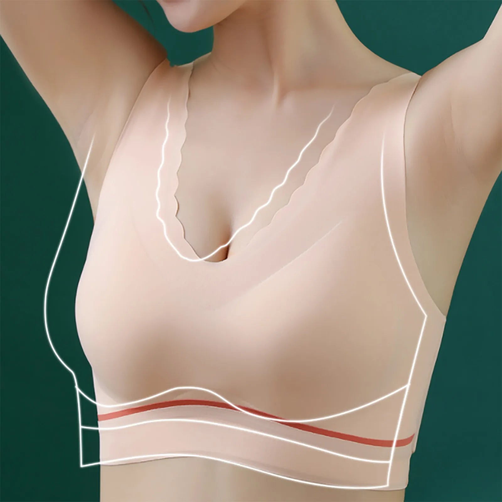 seamless push-up latex deep V comfortable bra