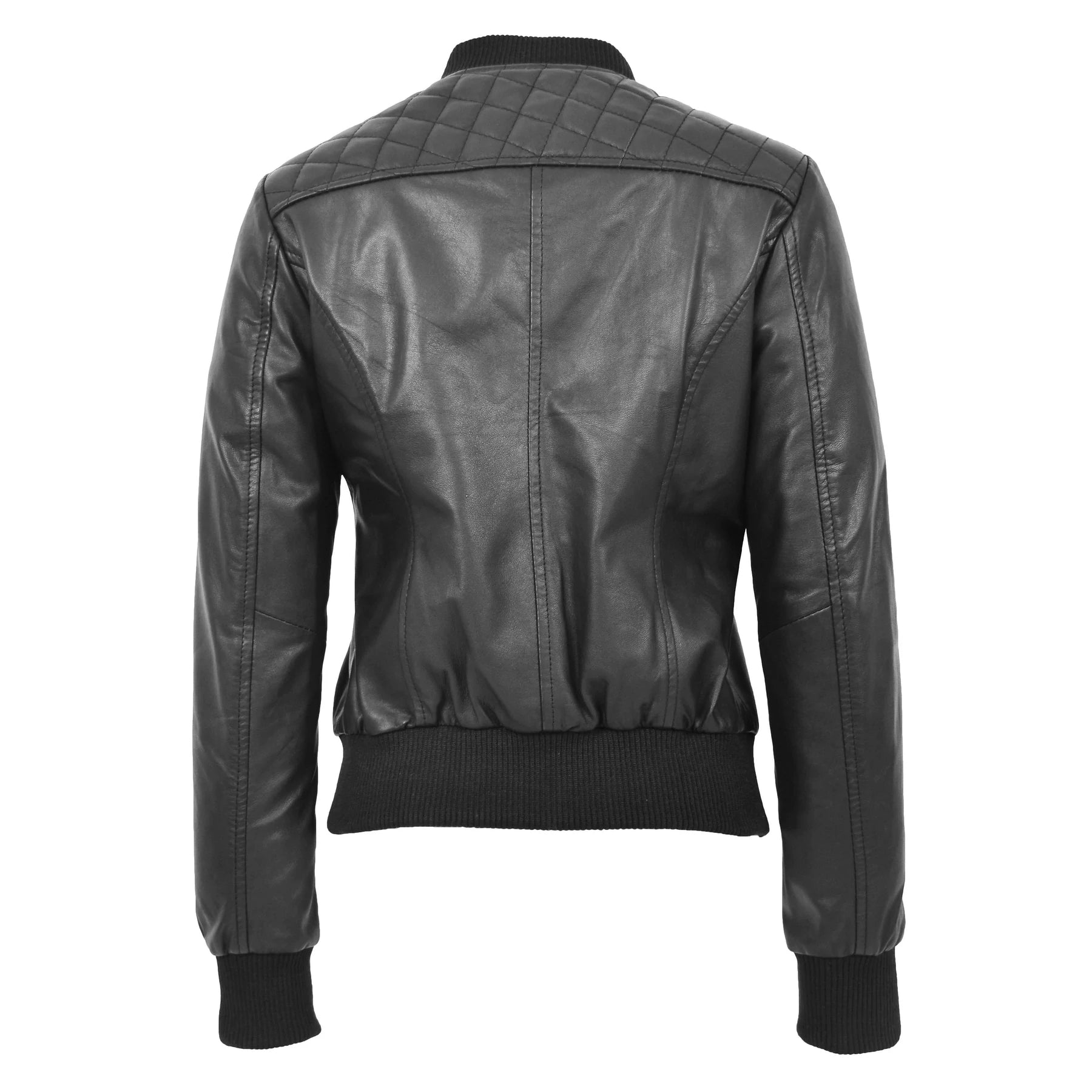 Diamond Quilted Fitted Bomber Jacket