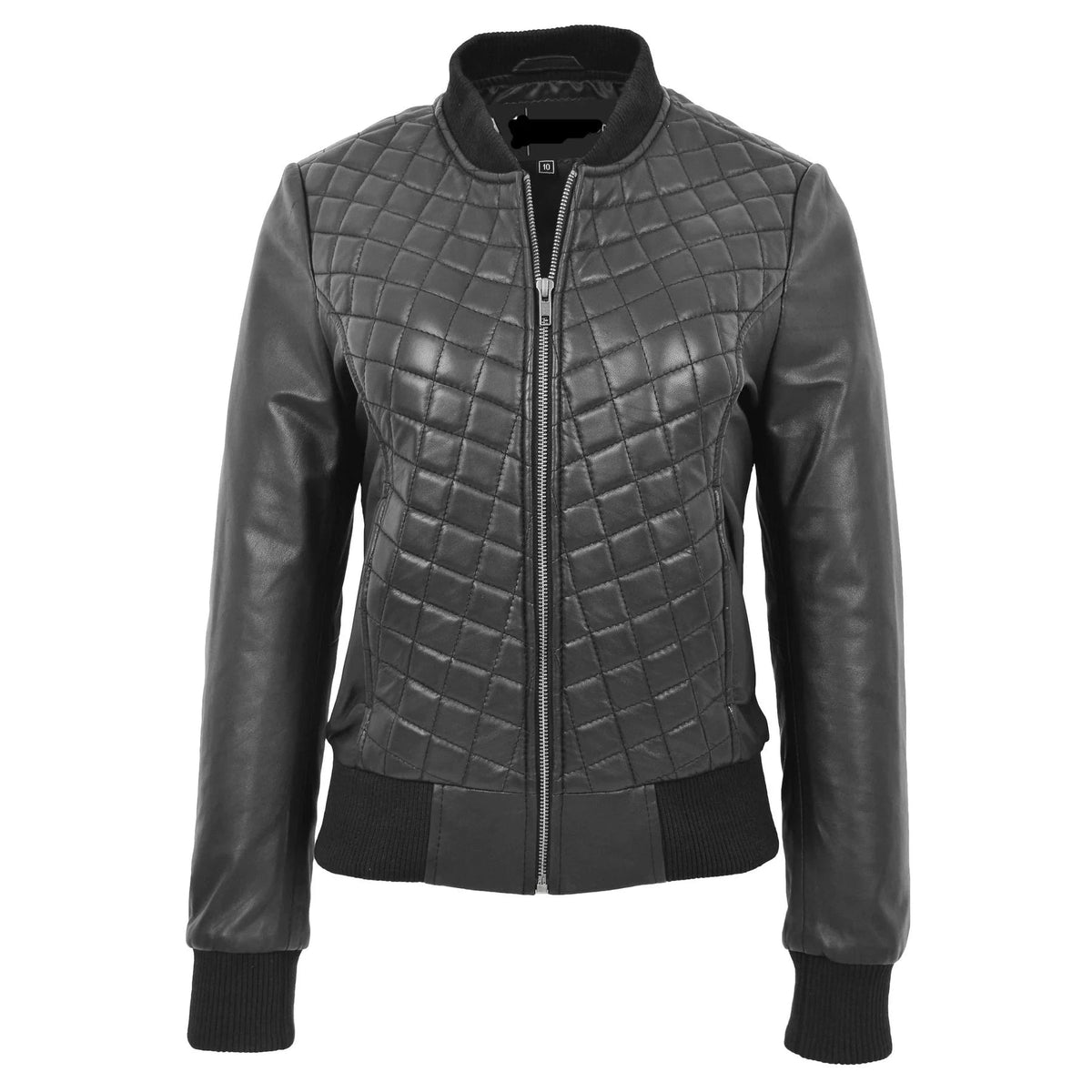 Diamond Quilted Fitted Bomber Jacket