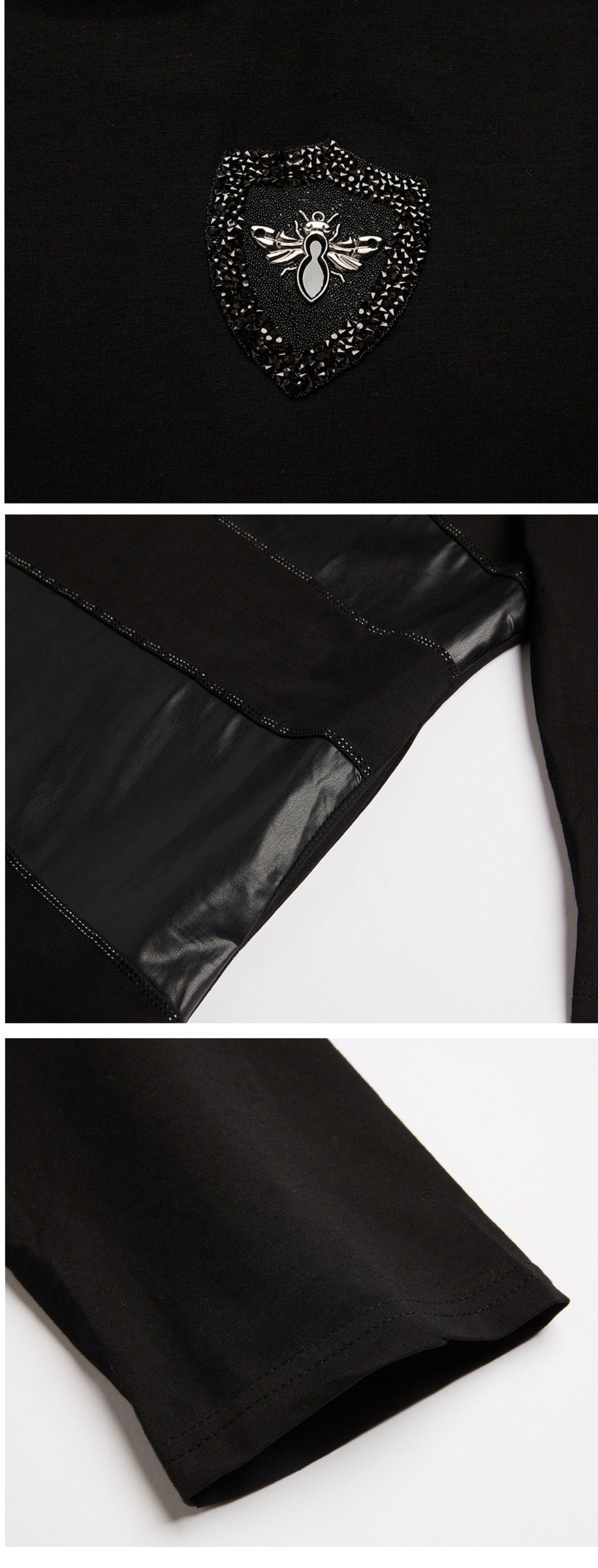 Diamonds Stitching Pu Leather Women's Plus Size Dress