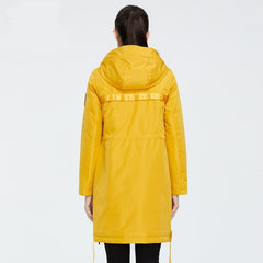 Drawstring Hood Windbreaker Women's Parka Coat