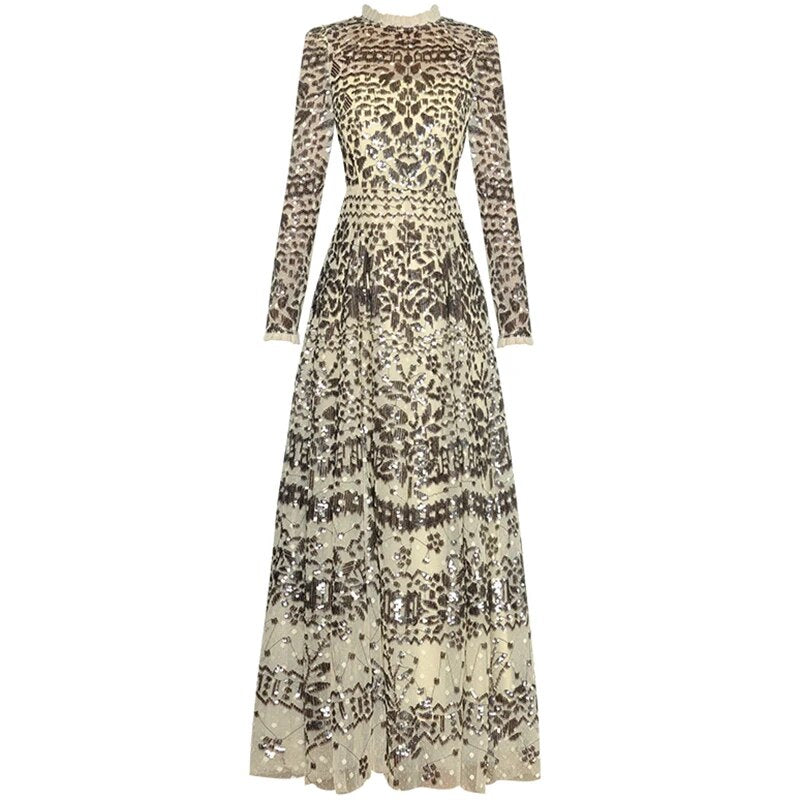 Embroidery Sequins Women's Slim Maxi Dress