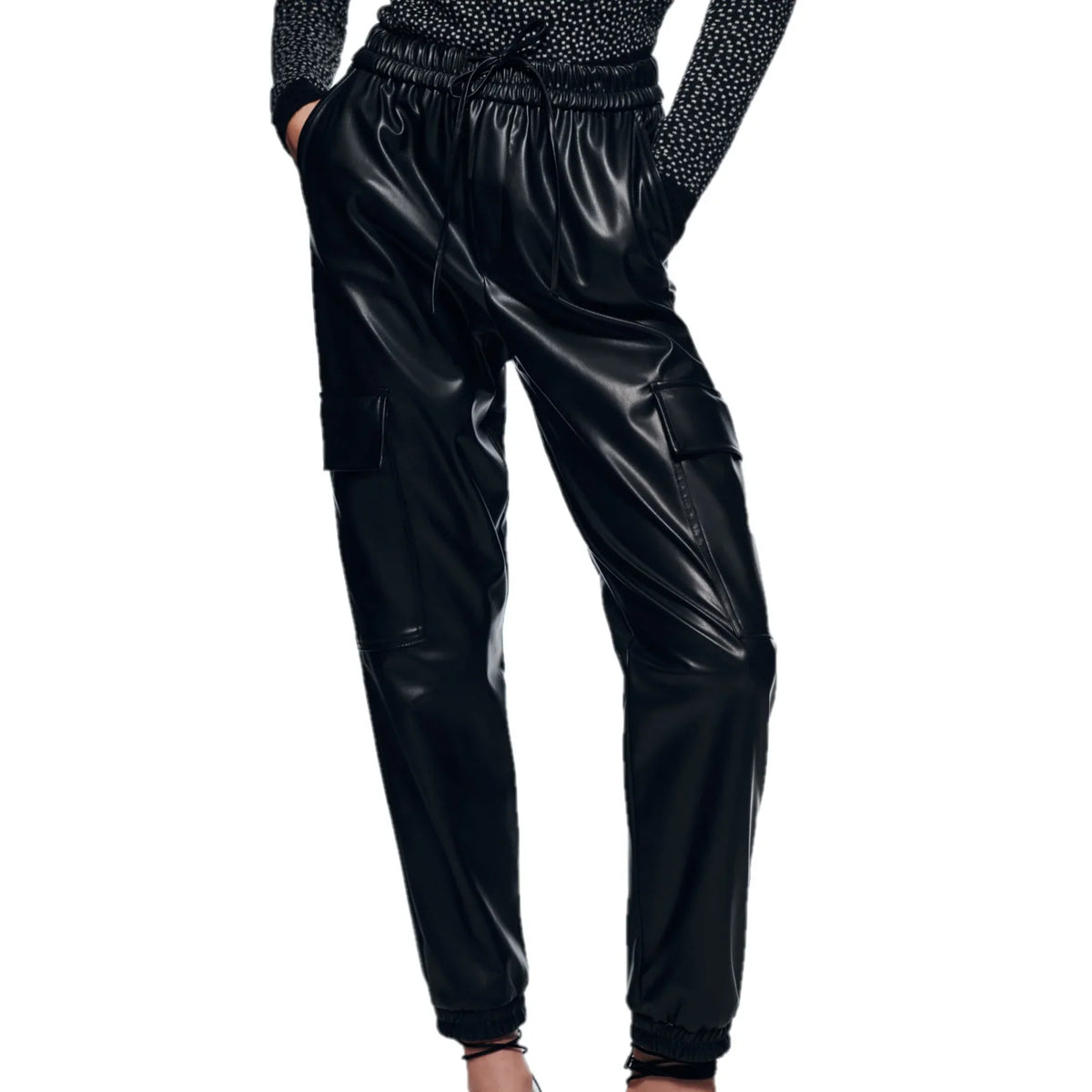 Fashionable Women's Real Leather Trousers