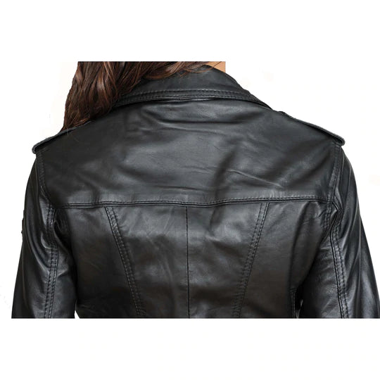 Fitted Biker Style Sheepskin Leather Women's Jacket