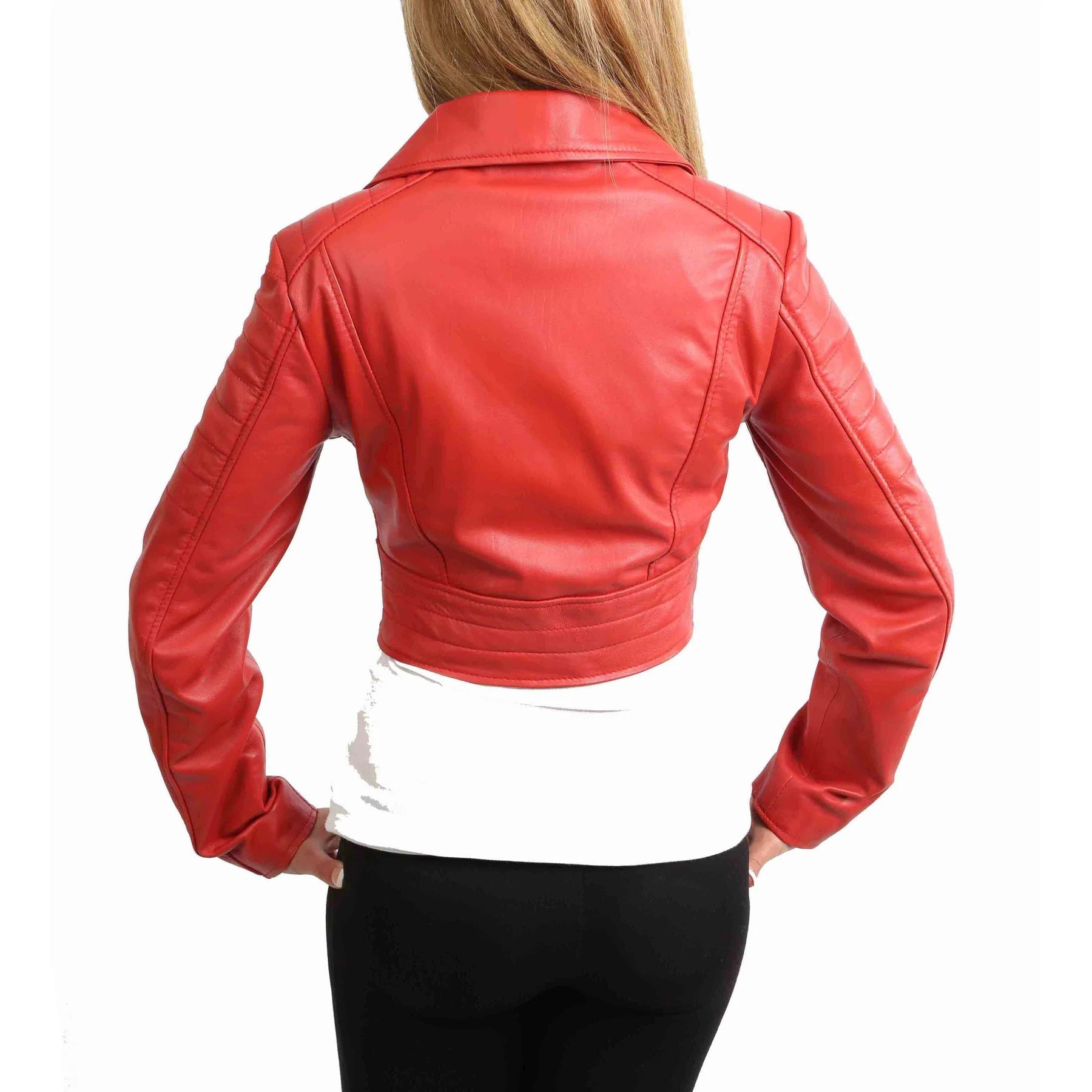 Fitted Cropped Bustier Style Women's Leather Jacket