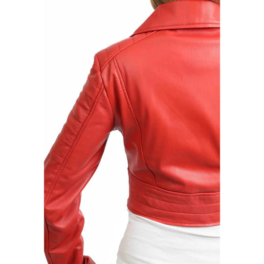 Fitted Cropped Bustier Style Women's Leather Jacket