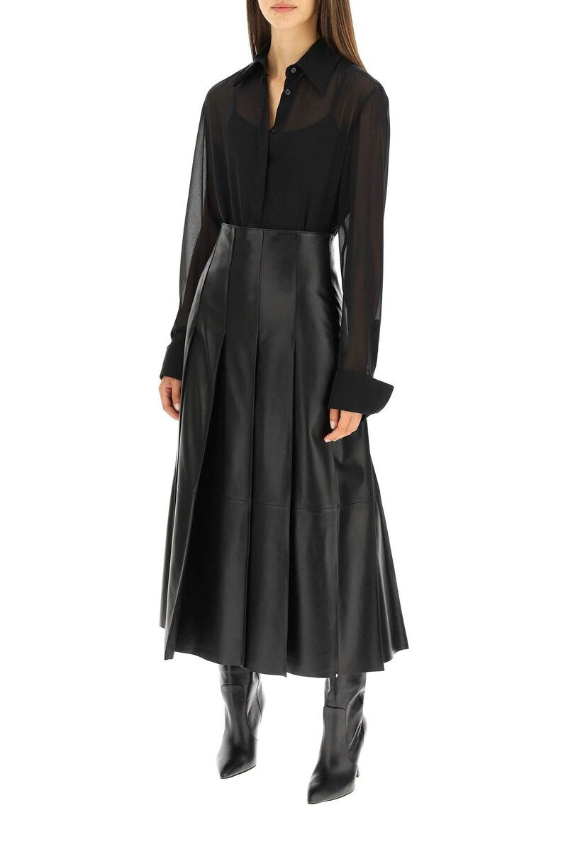 Genuine Lambskin Leather Women's Ankle Skirt