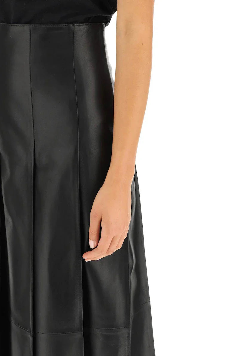 Genuine Lambskin Leather Women's Ankle Skirt