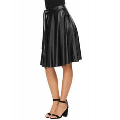 Genuine Lambskin Leather Women's Knee Skirt