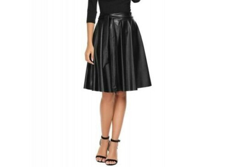 Genuine Lambskin Leather Women's Knee Skirt