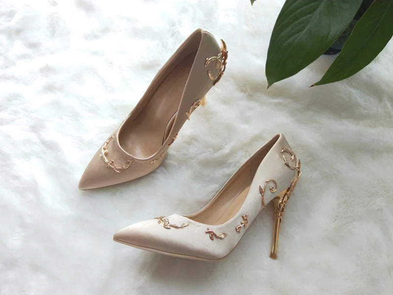 Flowers Decor Women's High Heels Pumps