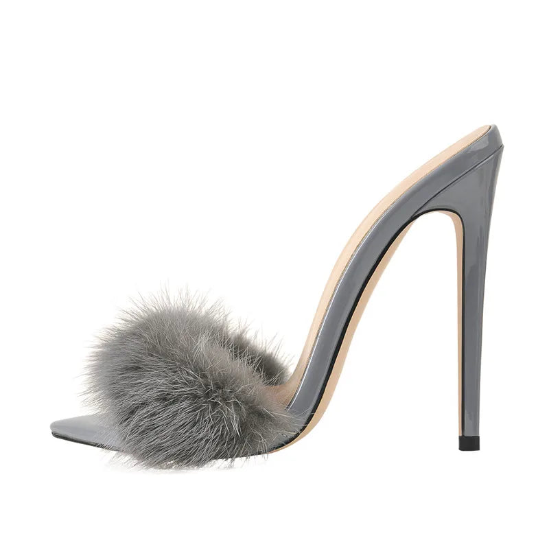 Premium Fur Thin High Heels