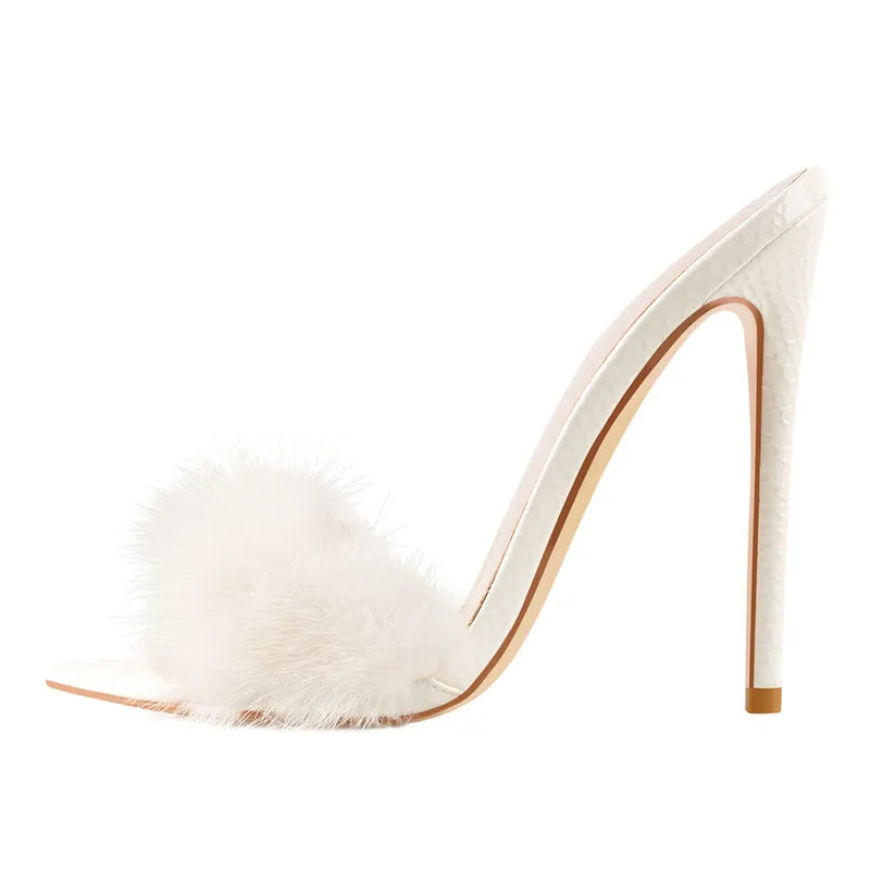 Premium Fur Thin High Heels