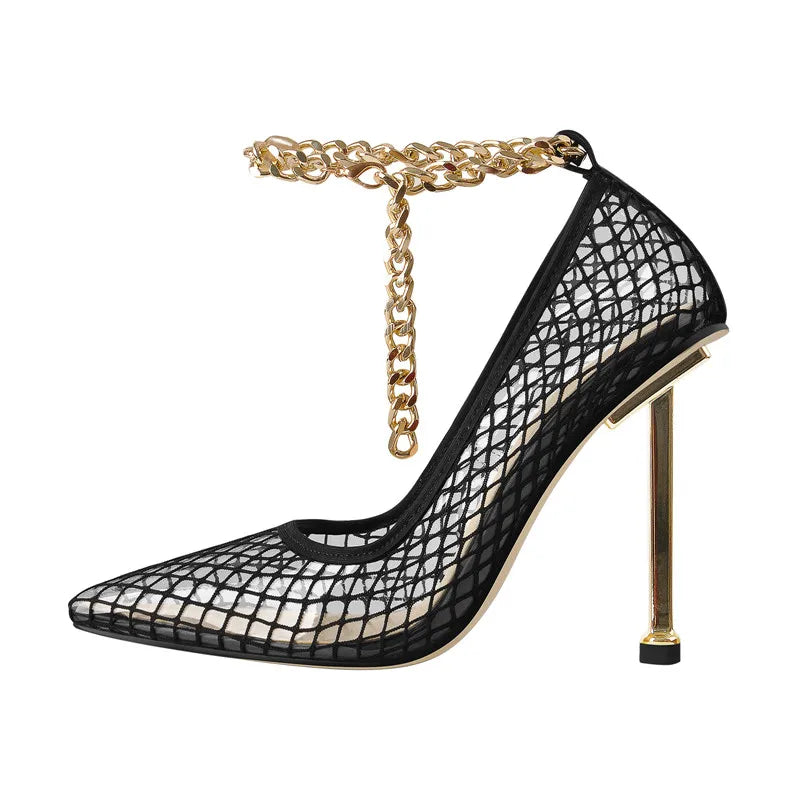 Fishnet Women's Party Dress Heels