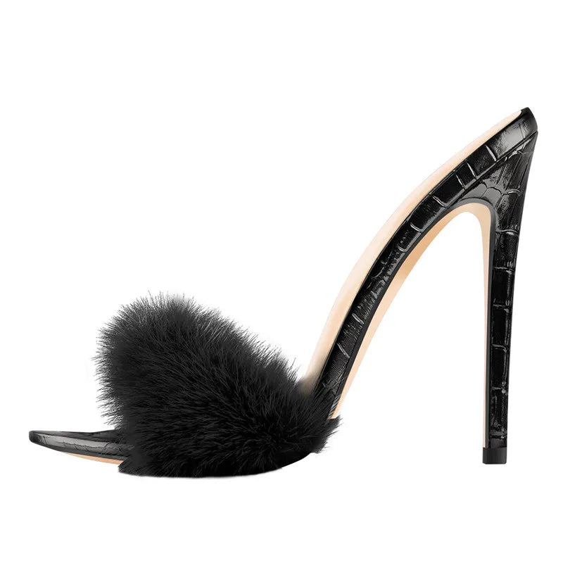 Premium Fur Thin High Heels