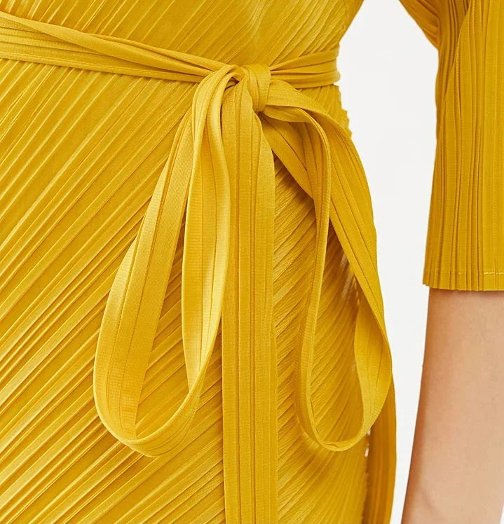 Pleated Shawl Scarf Dress