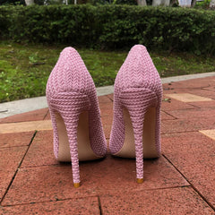 Woven Fabric Women's Stiletto Pumps