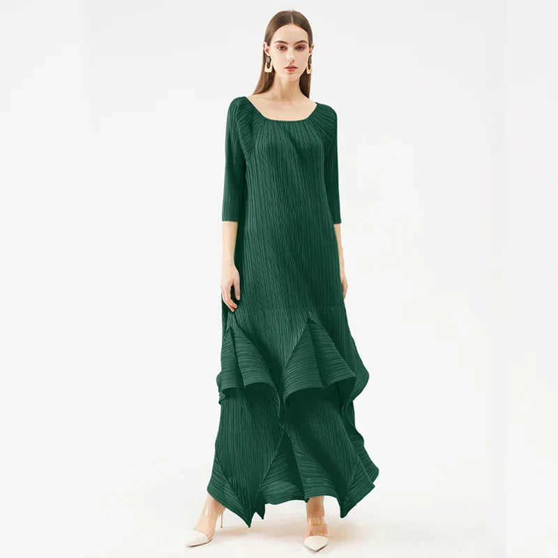 Pleated Shawl Scarf Dress