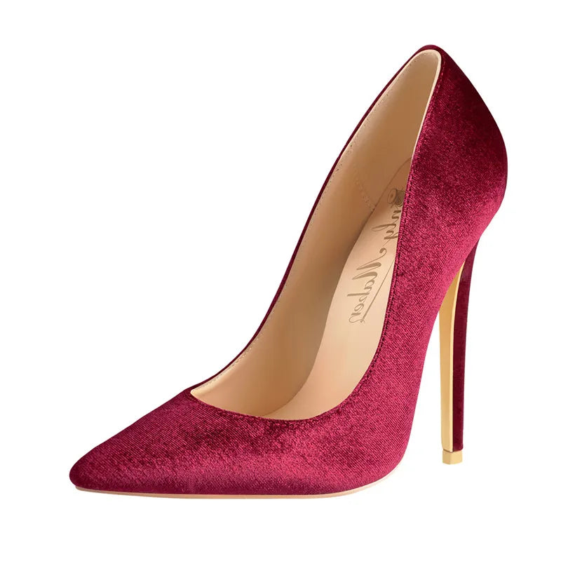 Velvet Stilettos Thin High Heel