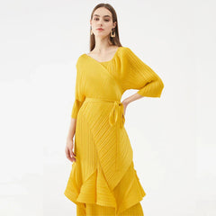 Pleated Shawl Scarf Dress