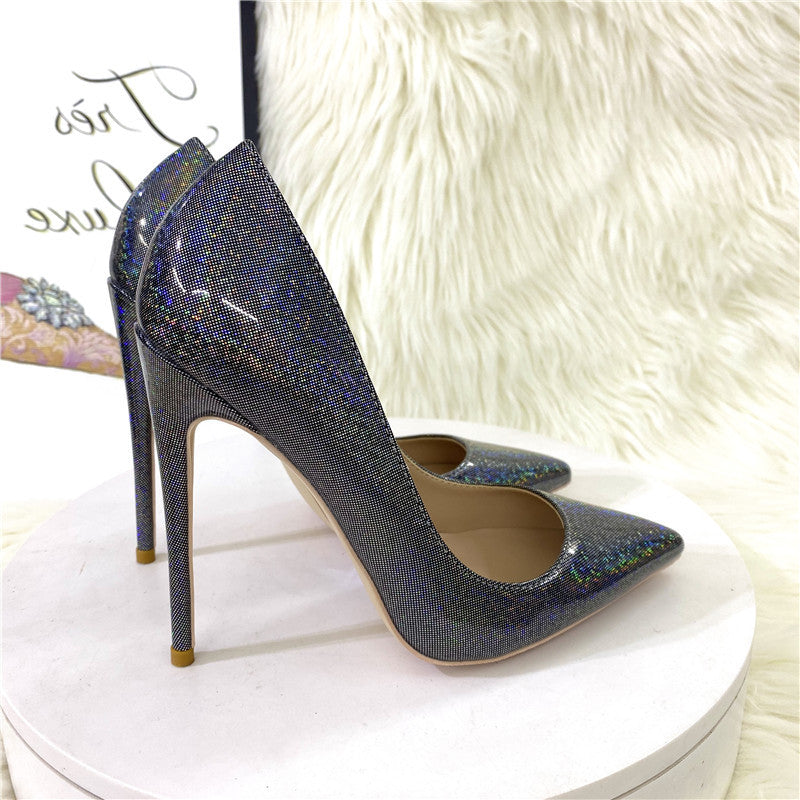 Teritin Glitter Patent Women's Slip On Stiletto Pumps