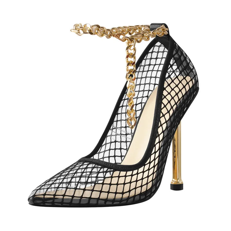 Fishnet Women's Party Dress Heels