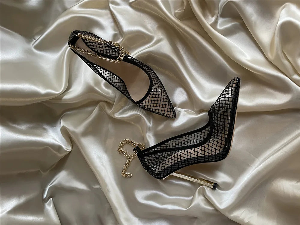 Fishnet Women's Party Dress Heels