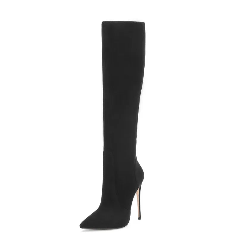 Sleek Nubuck Knee High Boots
