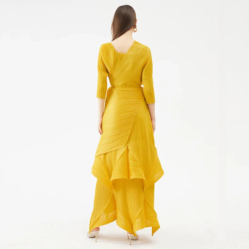 Pleated Shawl Scarf Dress