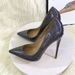 Teritin Glitter Patent Women's Slip On Stiletto Pumps