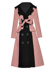 Double Breasted Houndstooth Overcoat