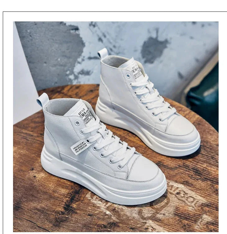 High-Top Leather Platform Sneakers