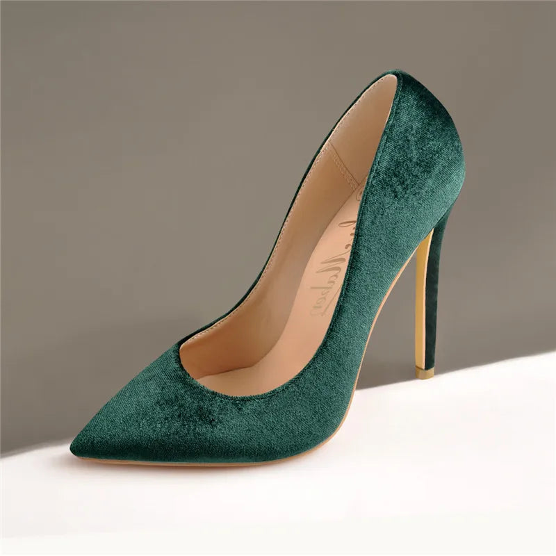 Velvet Stilettos Thin High Heel