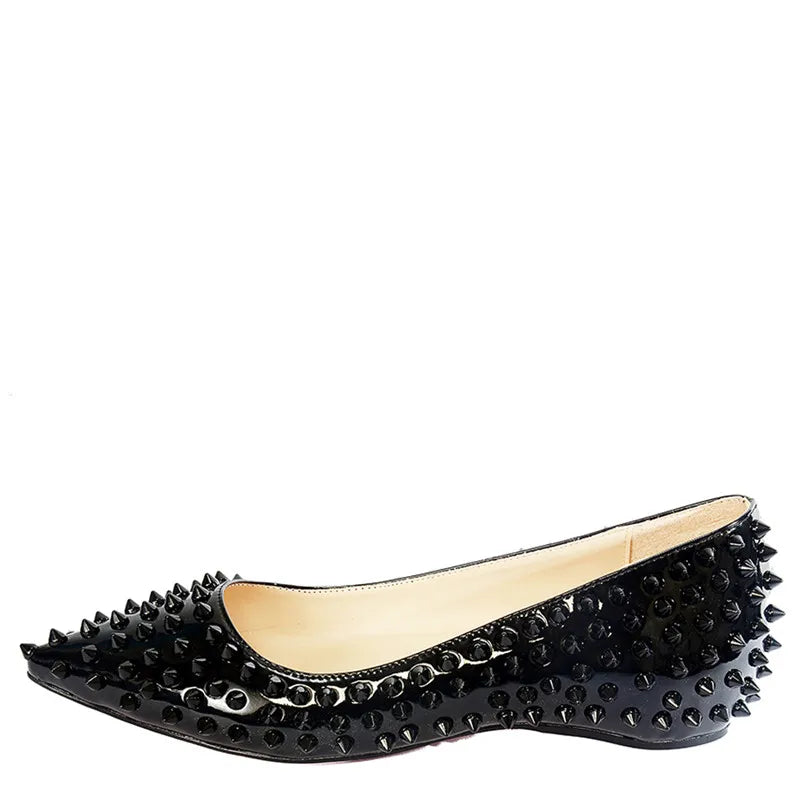 Pointed Toe Rivet Studded Flat Shoes