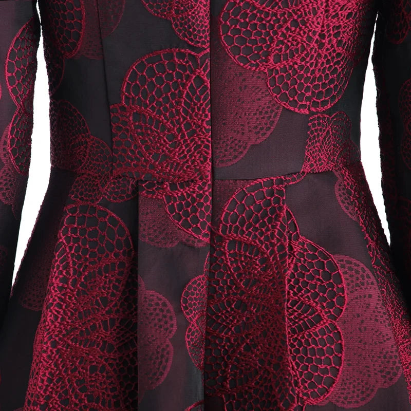 Elegant Floral Jacquard Maxi Dress