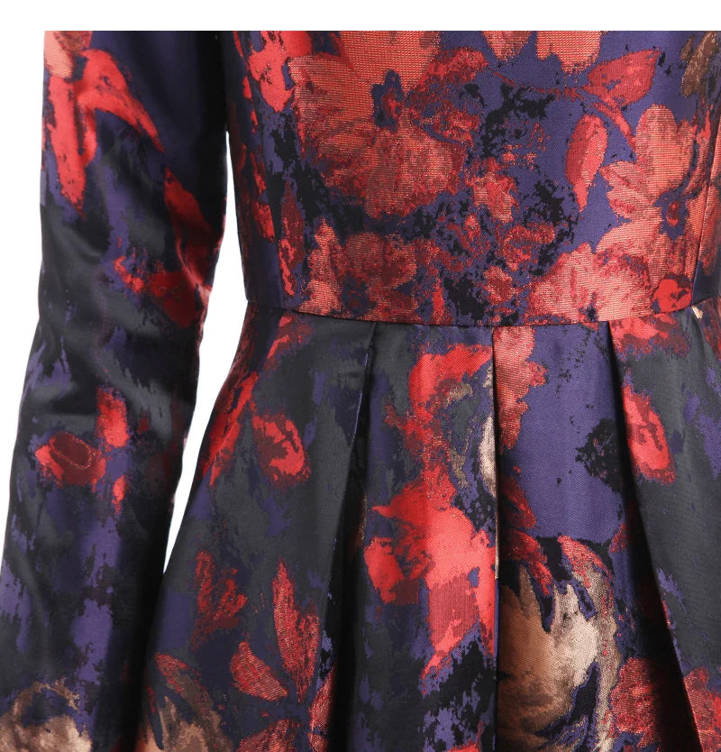 Sophisticated Boho Floral Jacquard Maxi Dress