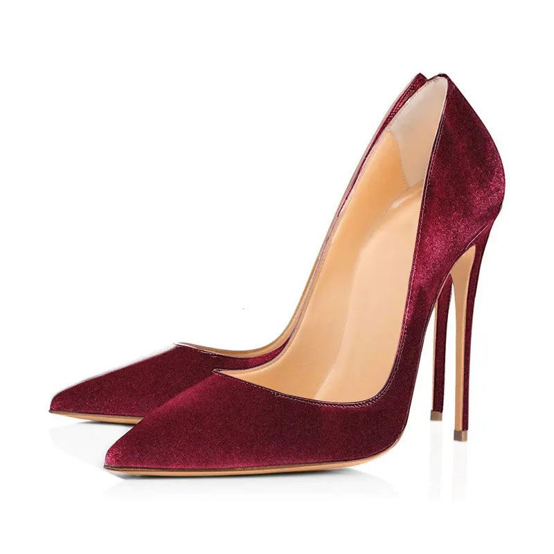 Velvet Stilettos Thin High Heel