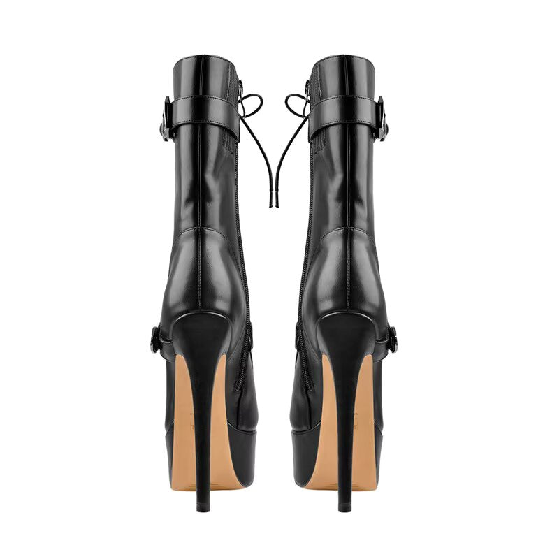 Stylish Lace-Up Stilettos Boots
