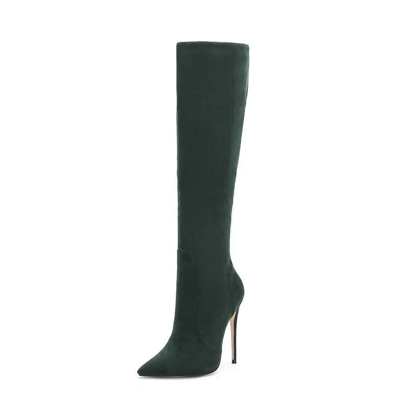 Sleek Nubuck Knee High Boots