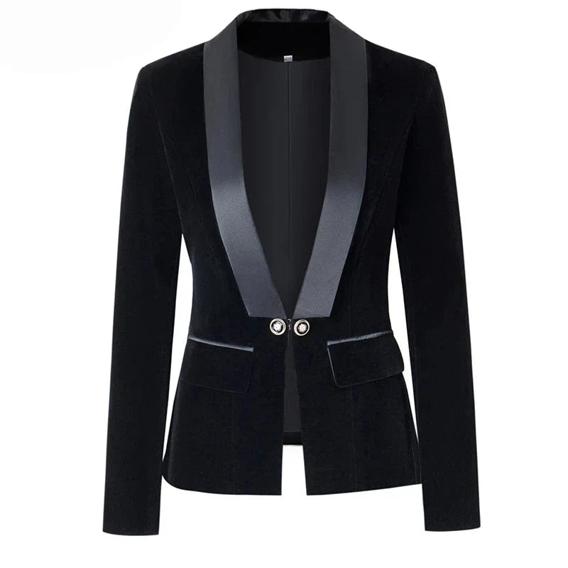 Slim Single Buttons Velvet Blazer