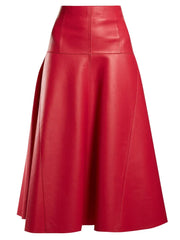 Handmade Genuine Lambskin Leather Women's A Line Skirt