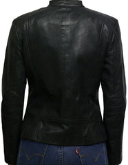 Handmade Sheepskin Leather Women's Biker Jacket