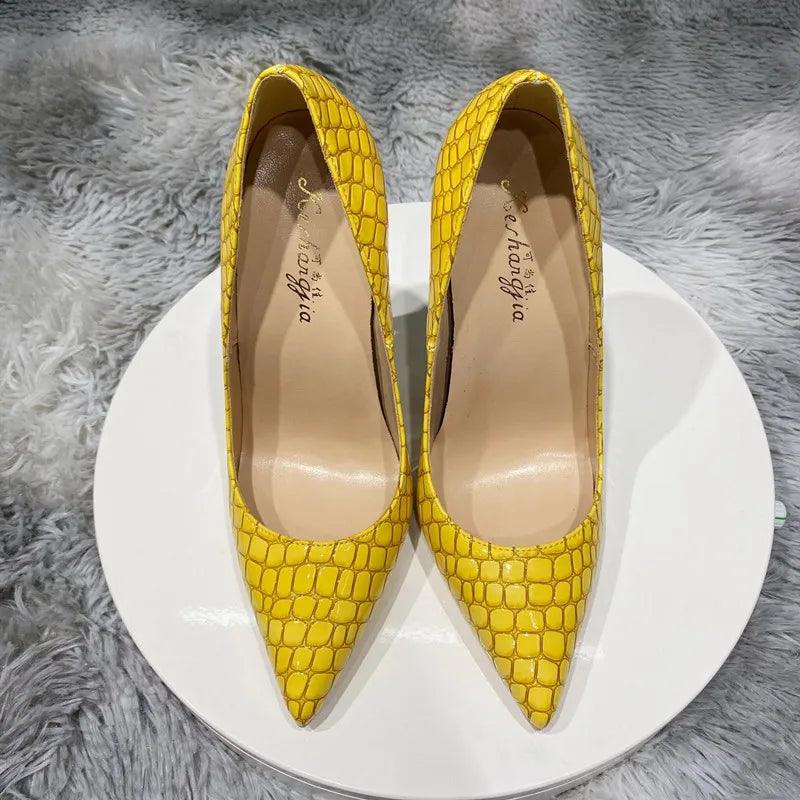 Neon Yellow Pointed High Heels
