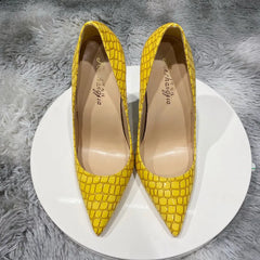 Neon Yellow Pointed High Heels