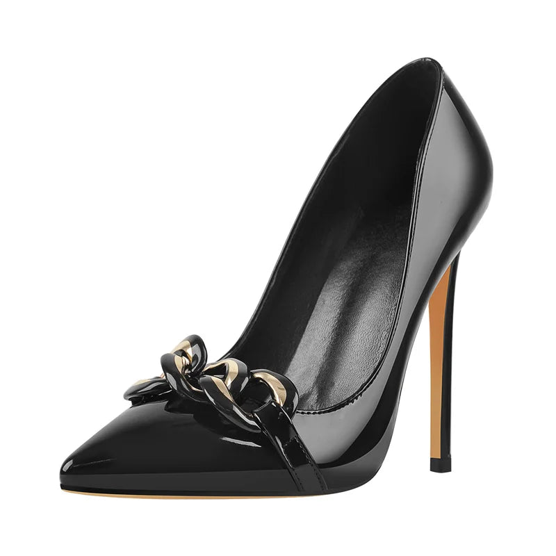 Black Patent Leather Stiletto Pumps